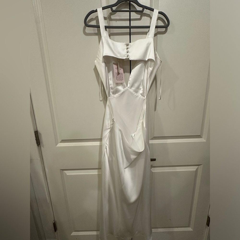 Anthropology BHLDN Sachin & Babi Sierra V-Neck Cutout Satin Midi Dress Sz 16 NWT - Picture 4 of 10